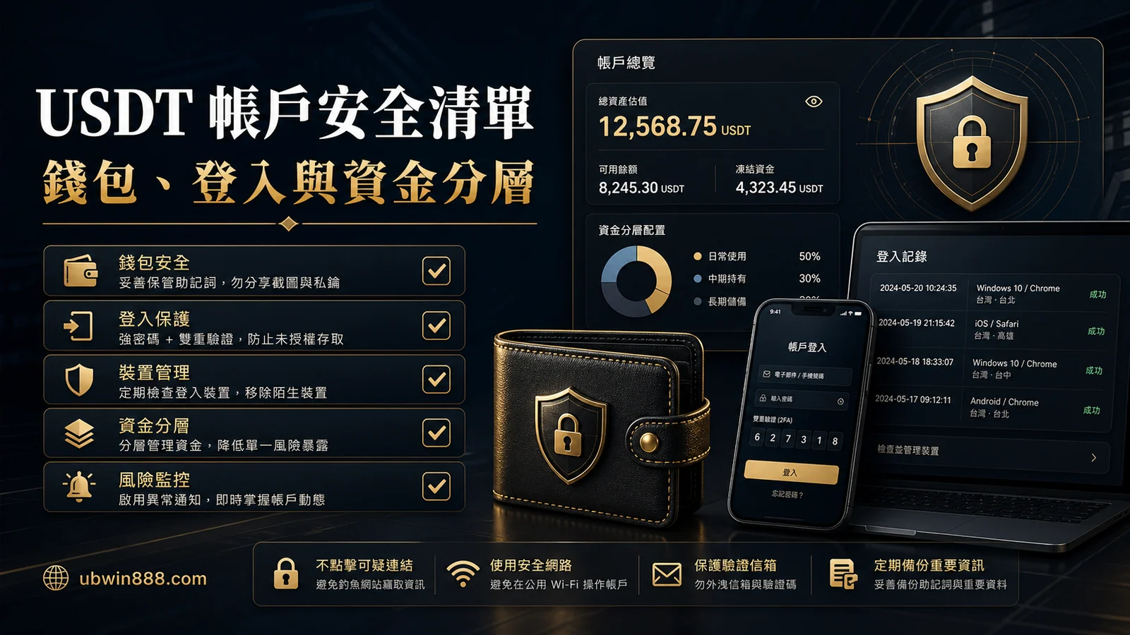 USDT 帳戶安全清單：錢包、登入與資金分層怎麼做